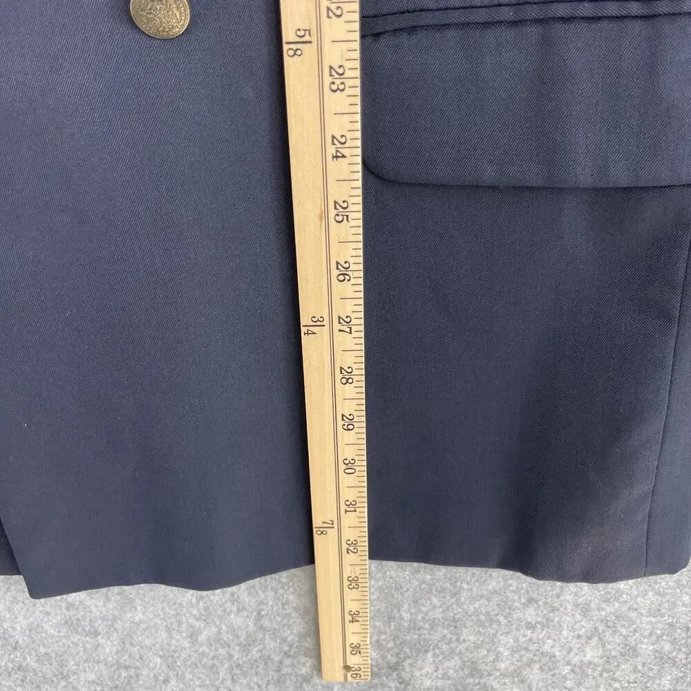 Oscar De La‎ Renta Blazer Jacket Mens 42L Blue Wool Double Breasted Gold Button